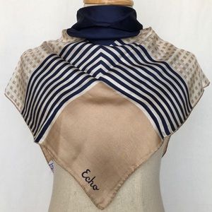 Vintage Echo silk square scarf gingham striped